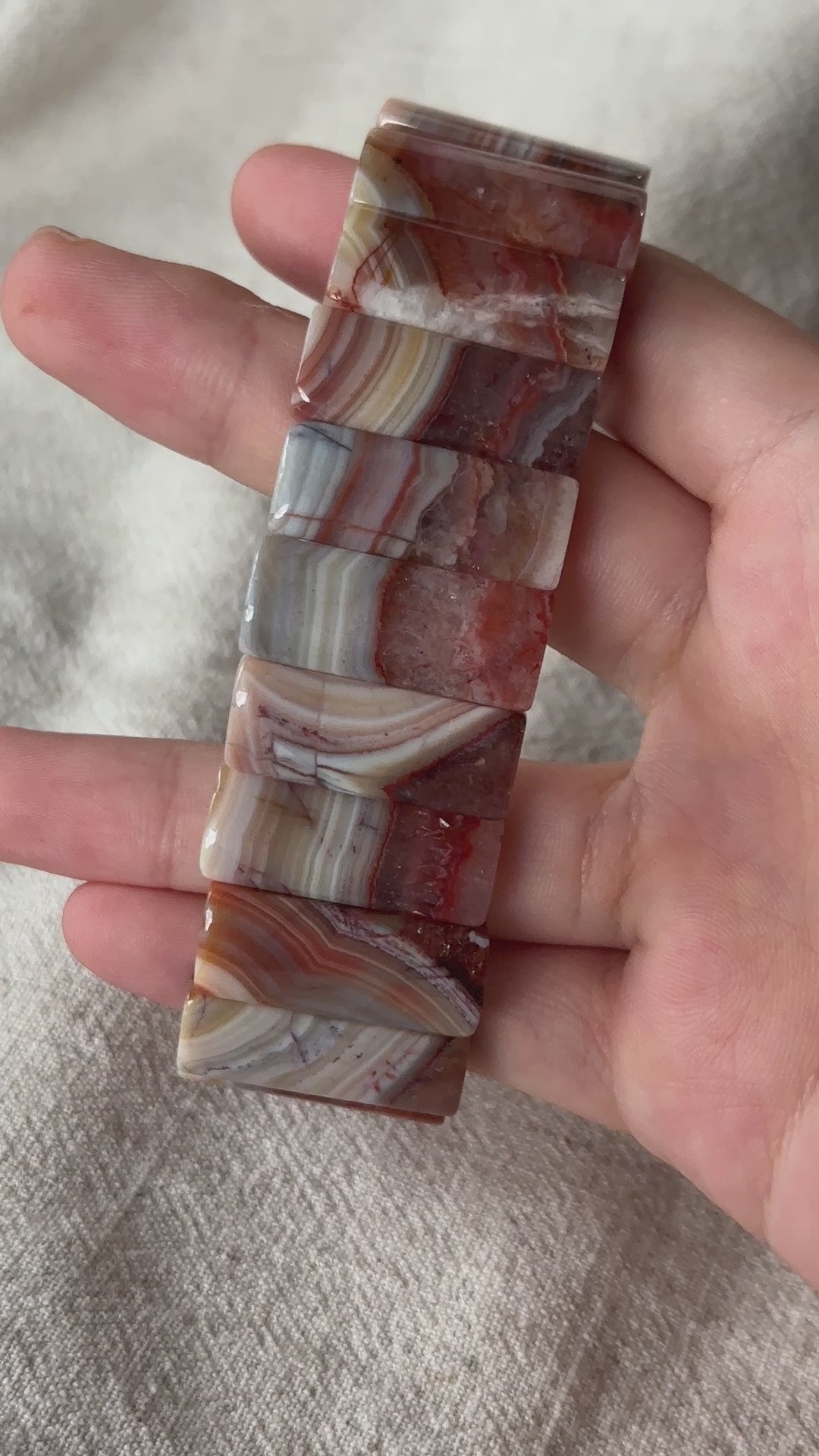 Amethyst Agate Square Bead Bracelet 6.0-6.8mm