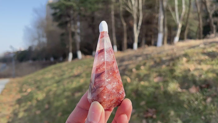 Unique,Natural Crystal Fire Quartz Diamond Tower