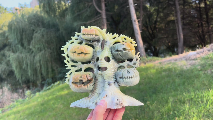 Unique Serpentine Pumpkin Tree Carving
