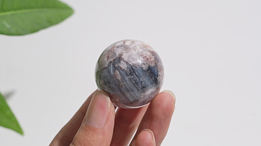 Natural Crystal Exquisite Blue Flower Agate Sphere