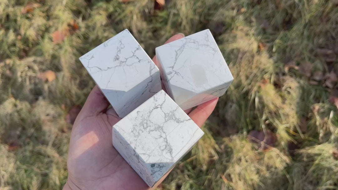 Natural Crystal Howlite Cube
