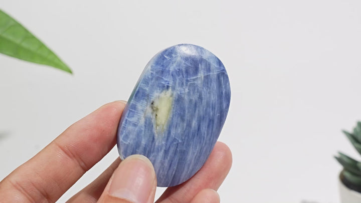 Natural Exquisite Blue Kyanite Crystal Palm Stone