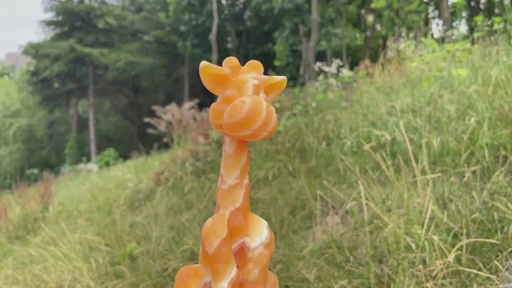 Unique,Natural Cute Yellow Calcite Sitting Giraffe Crystal Carving
