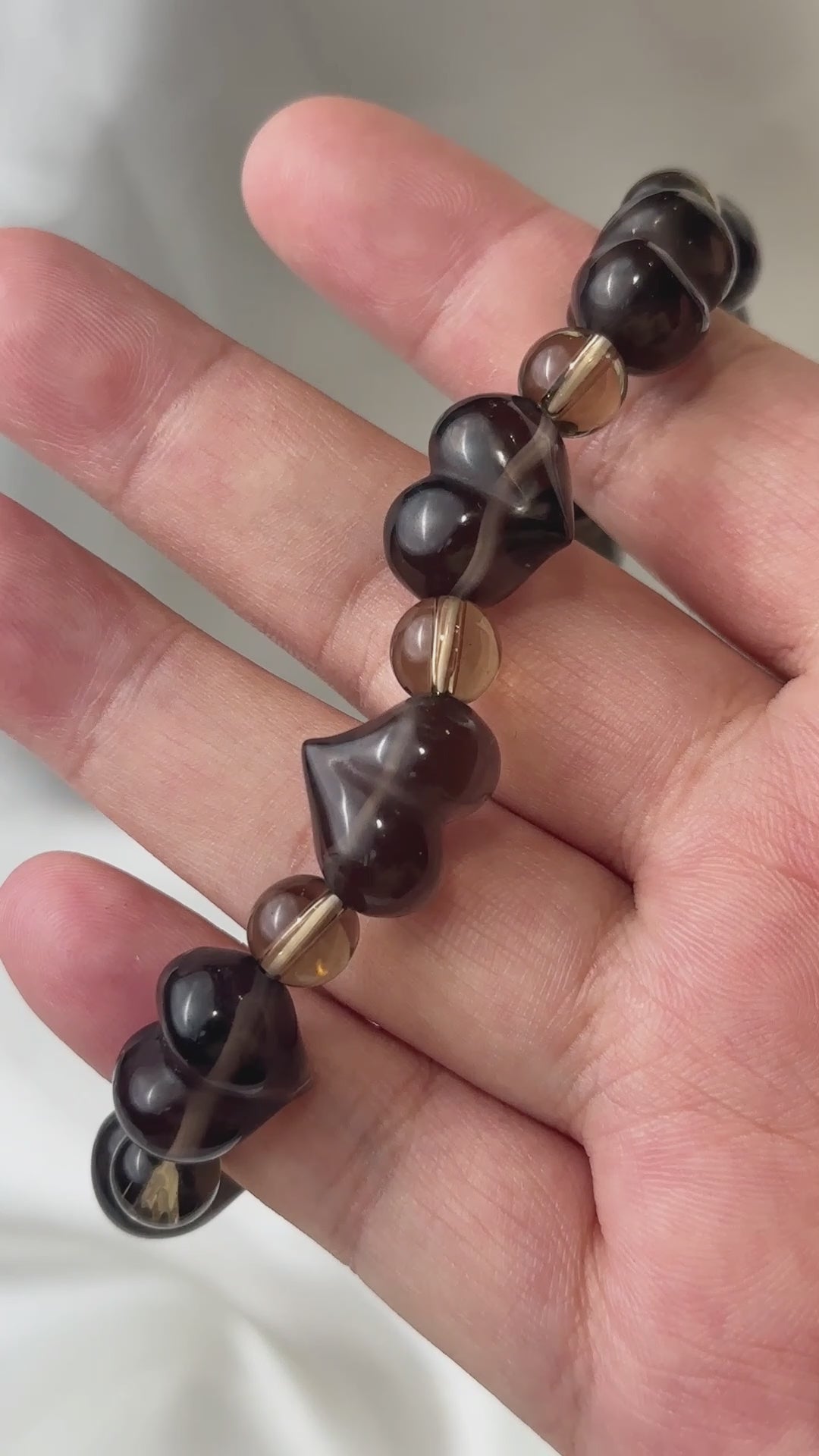 Ice Obsidian Heart Bead + Spacer Bead Bracelet 8.2-13.9mm