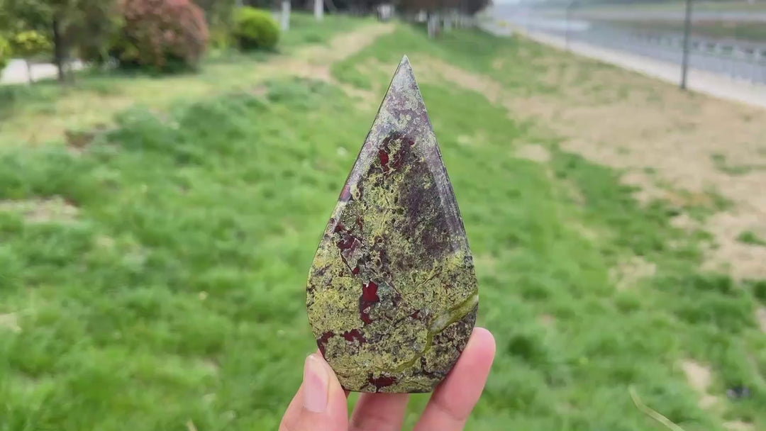 Natural Dragon Blood Stone Crystal Teardrop