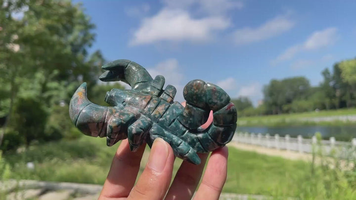 Unique,Natural Crystal Ocean Jasper Scorpion Carving