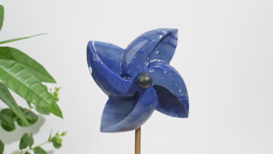 Unique,A Slightly Imperfect Natural Blue Aventurine Windmill