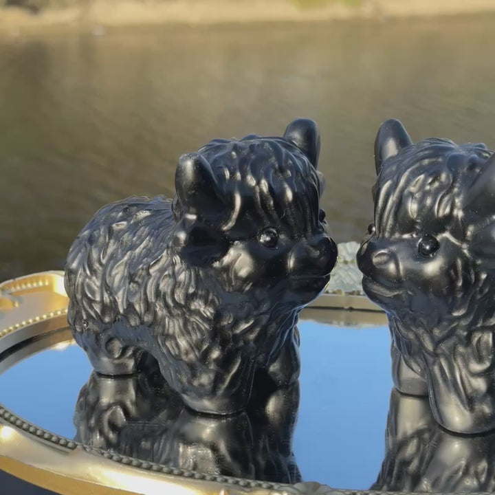 Natural Carved Obsidian Highland Cow