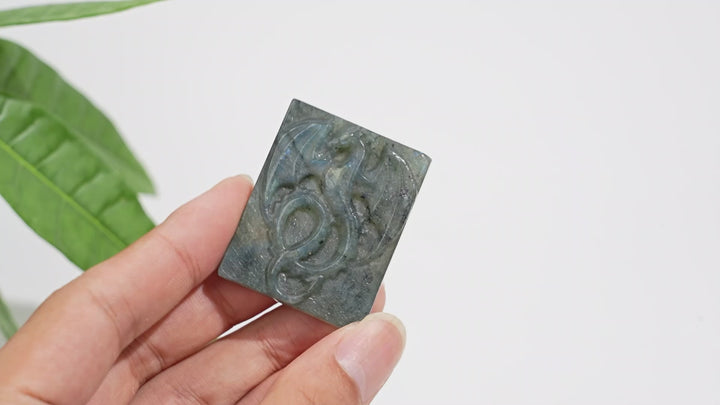 A Slightly Imperfect Natural Crystal Carving Labradorite Dragon Plaque