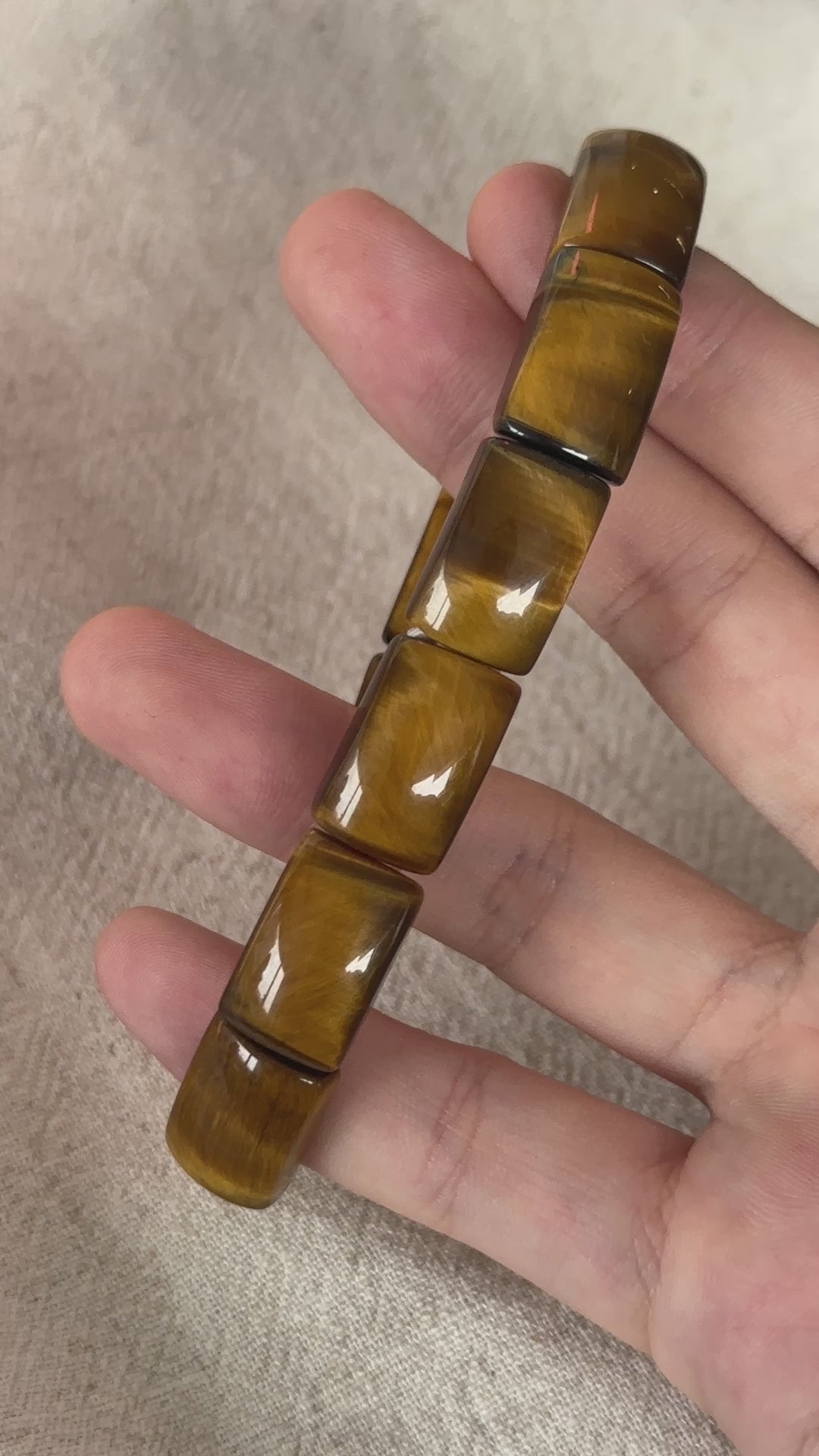 Yellow Tiger's Eye Square Bead Bracelet 10.4-11.0mm