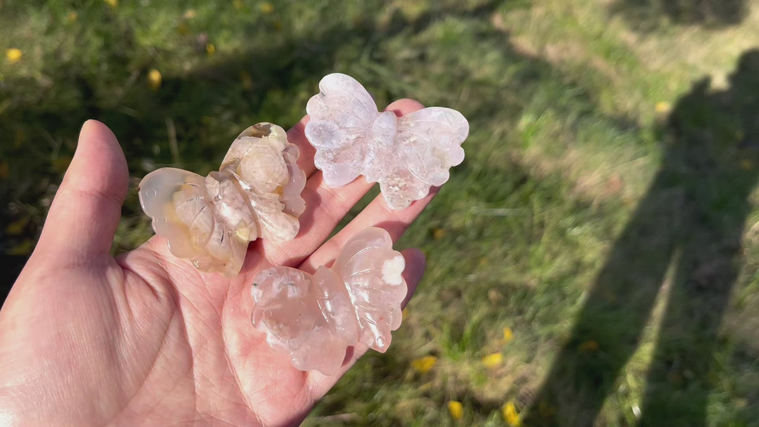 Natural Crystal Carving Flower Agate Butterfly