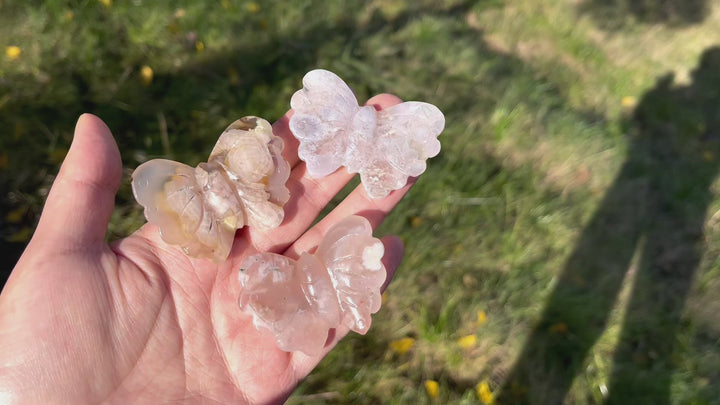 Natural Crystal Carving Flower Agate Butterfly