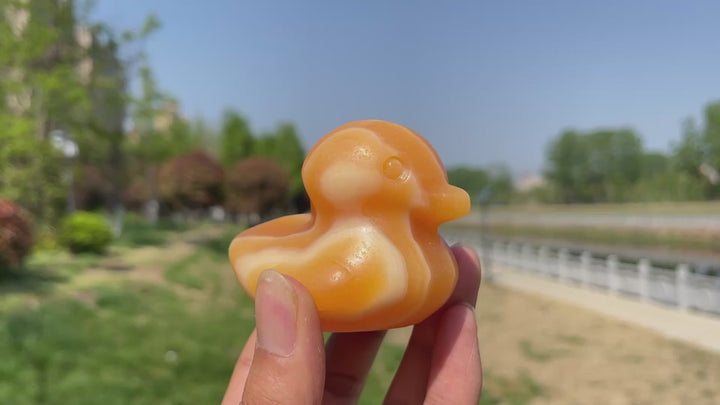 Natural Crystal Carving Yellow Calcite Duck