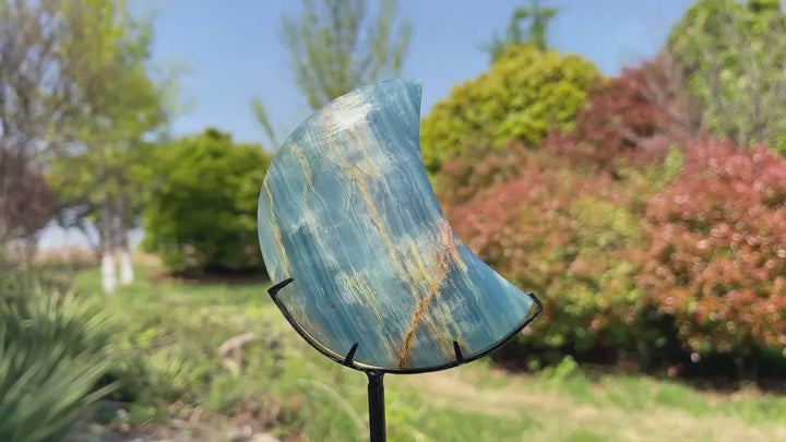 Unique,Lemurian Aquatine Calcite Moon