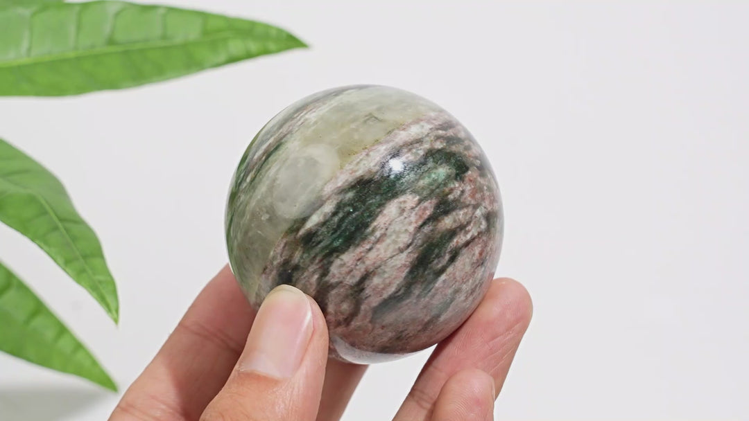 Natural Crystal Beautiful Fuchsite In Quartz Sphere