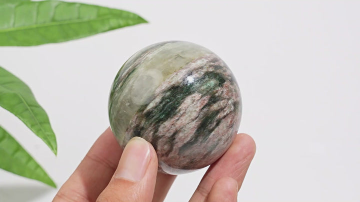 Natural Crystal Beautiful Fuchsite In Quartz Sphere