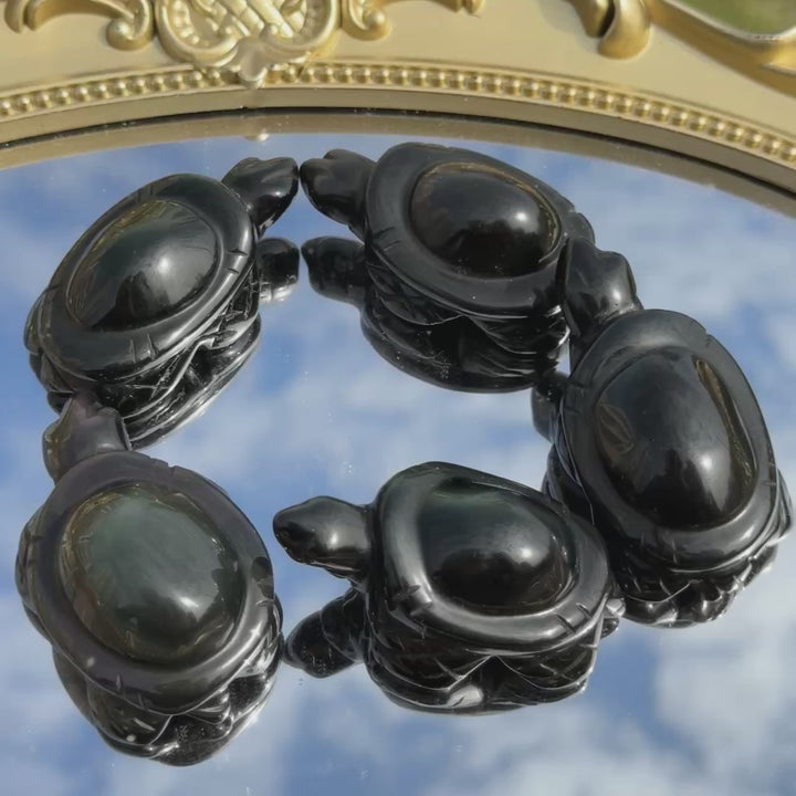 Natural Rainbow Obsidian Turtle