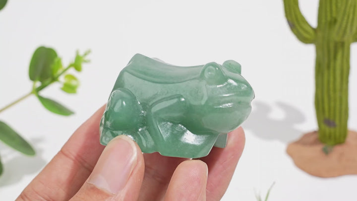 Natural Crystal Leaping Frog Carving