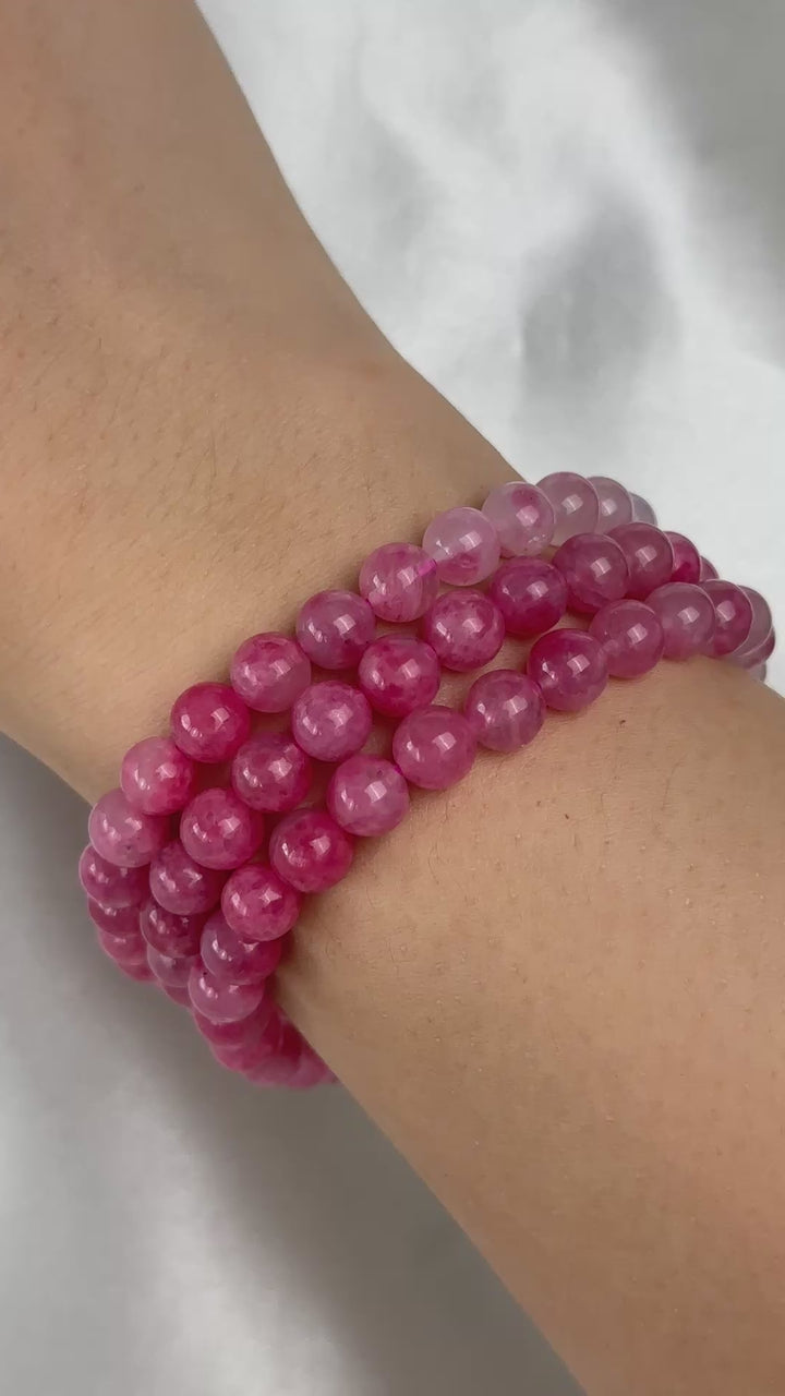 Rhodonite Triple Wrap Gradient Bracelet 6.2-6.3mm