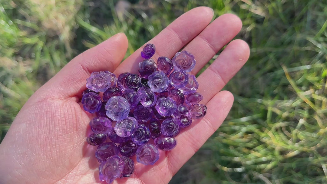 Natural Crystal Carving Mini Amethyst Rose