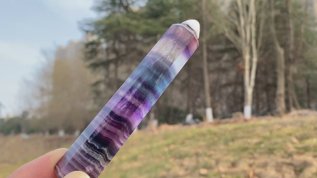 Natural Crystal Rainbow Fluorite Point