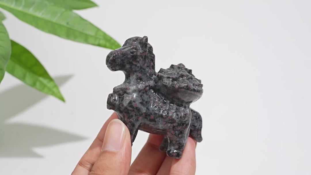Natural Crystal Garnet Wealth Pony Carving