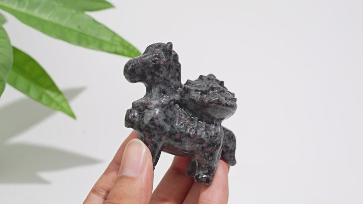 Natural Crystal Garnet Wealth Pony Carving