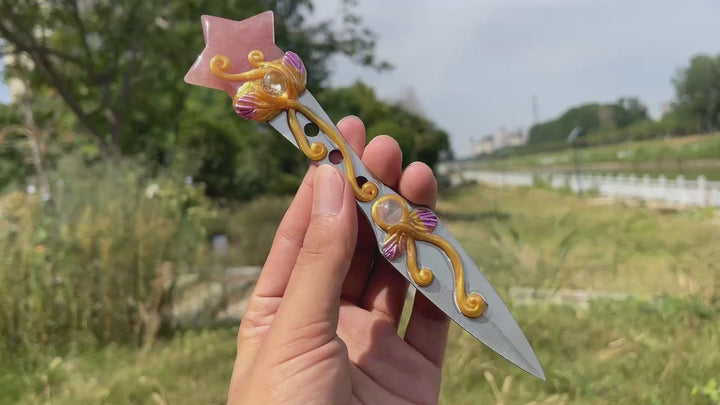 Natural Crystal Star & Moon Magical Dagger