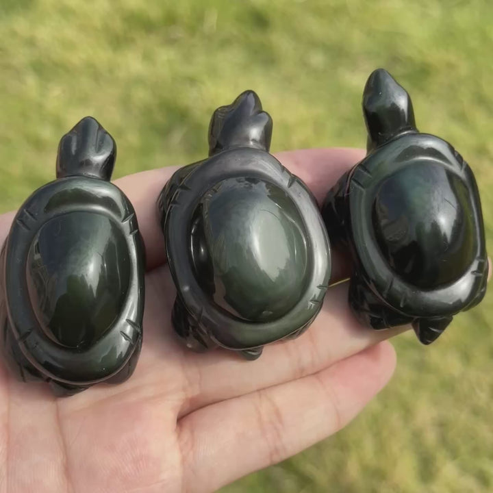 Natural Rainbow Obsidian Turtle