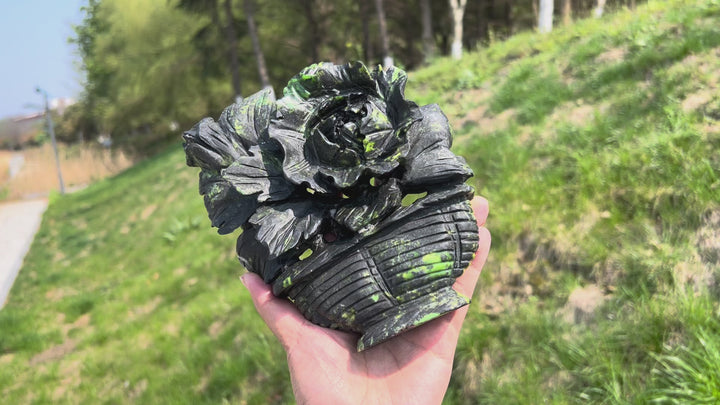 Unique,Natural Crystal Carving Serpentine Flower
