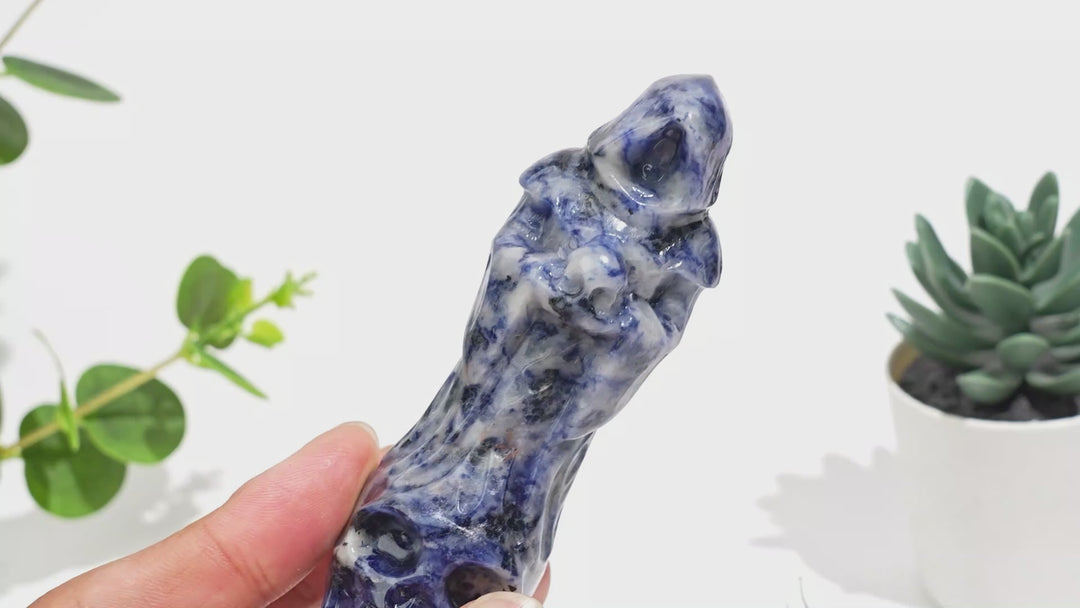 Natural Crystal Standing Grim Reaper Skull Carving