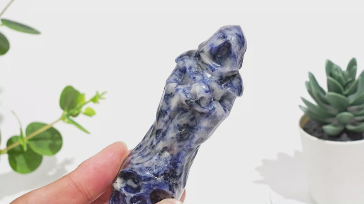 Natural Crystal Standing Grim Reaper Skull Carving