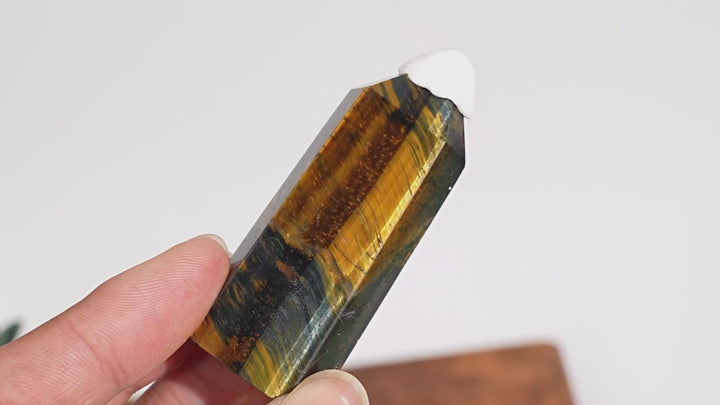 Natural Crystal Blue and Yellow Tiger's Eye Point