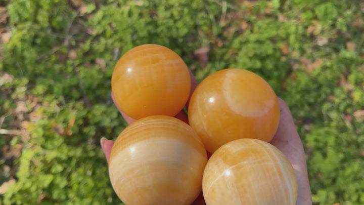 Natural Crystal Yellow Calcite Sphere