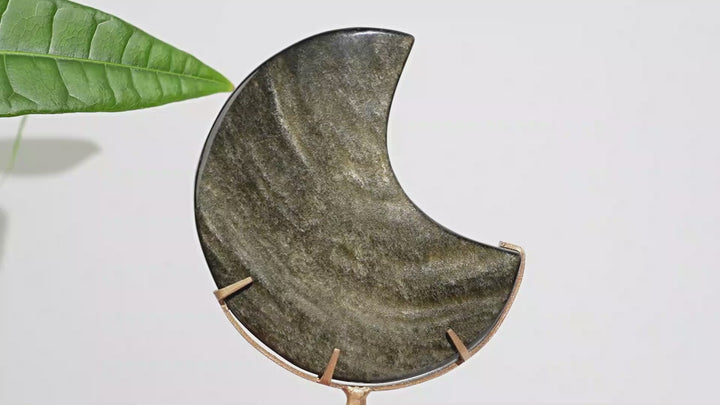 Unique,Natural Crystal Golden Obsidian Moon
