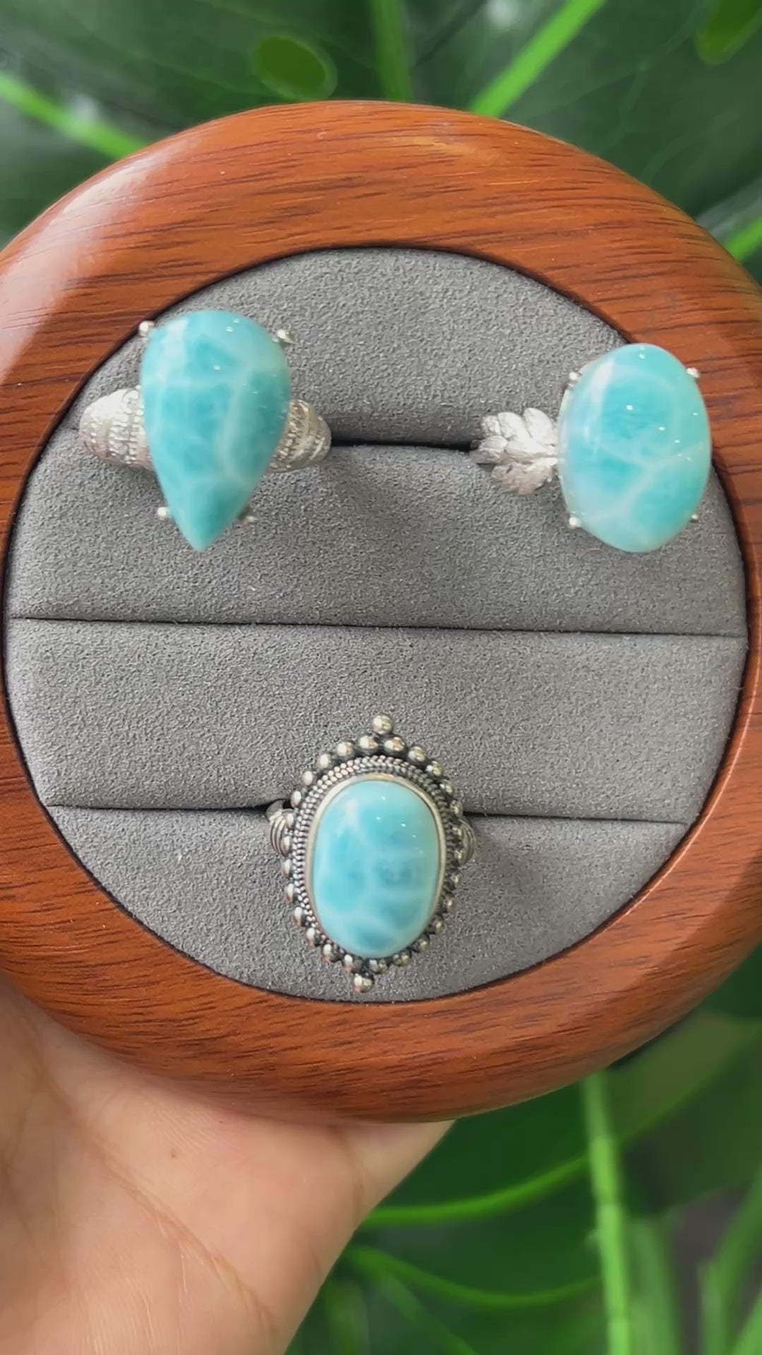 Natural Larimar Ring, S925