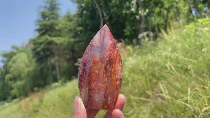 Unique,A Slightly Imperfect Natural Fire Quartz Crystal Teardrop