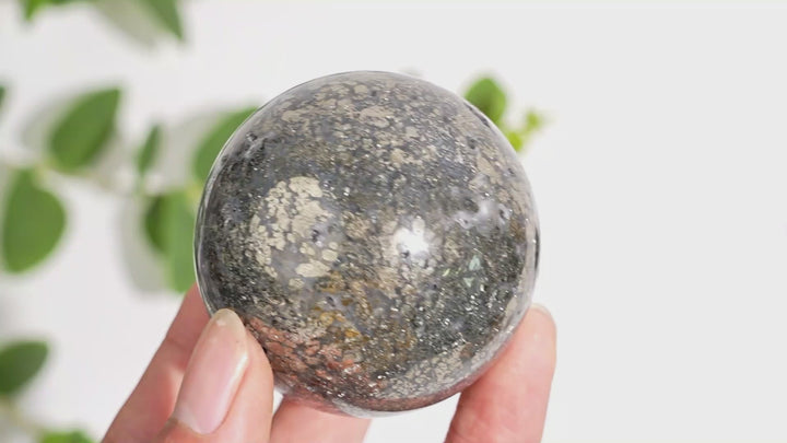 Natural Crystal Agate With Pyrite Sphere