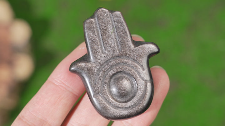Natural Silver Obsidian Hand