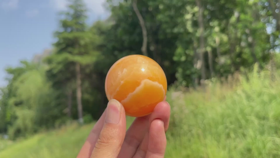 Natural Crystal Exquisite Yellow Calcite Sphere