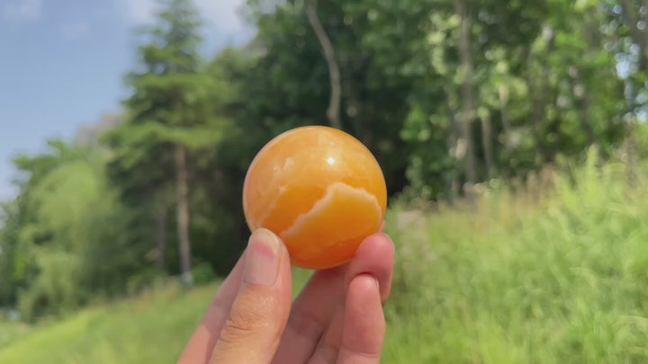 Natural Crystal Exquisite Yellow Calcite Sphere