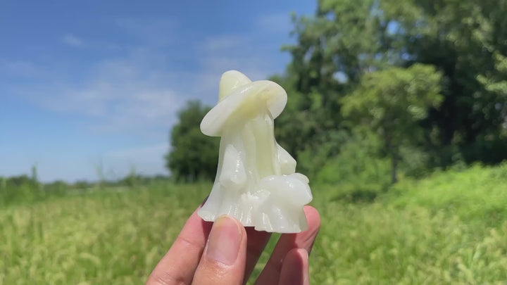 Natural Ghost With Dog Crystal Carving