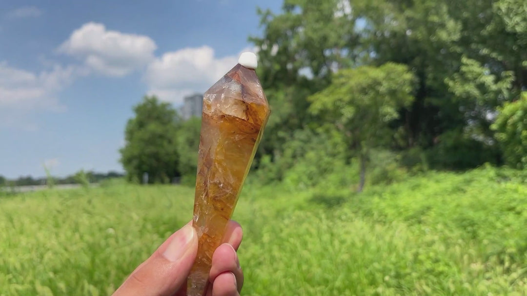 Unique,Natural Crystal Golden Healer Wand