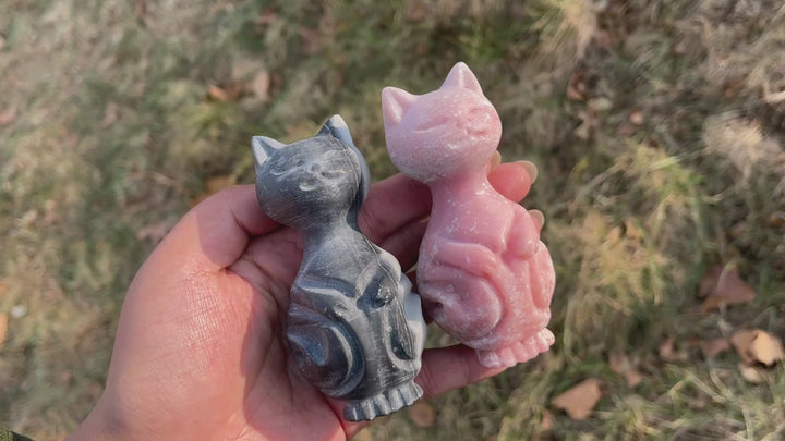 Natural Crystal Carving Standing Cat