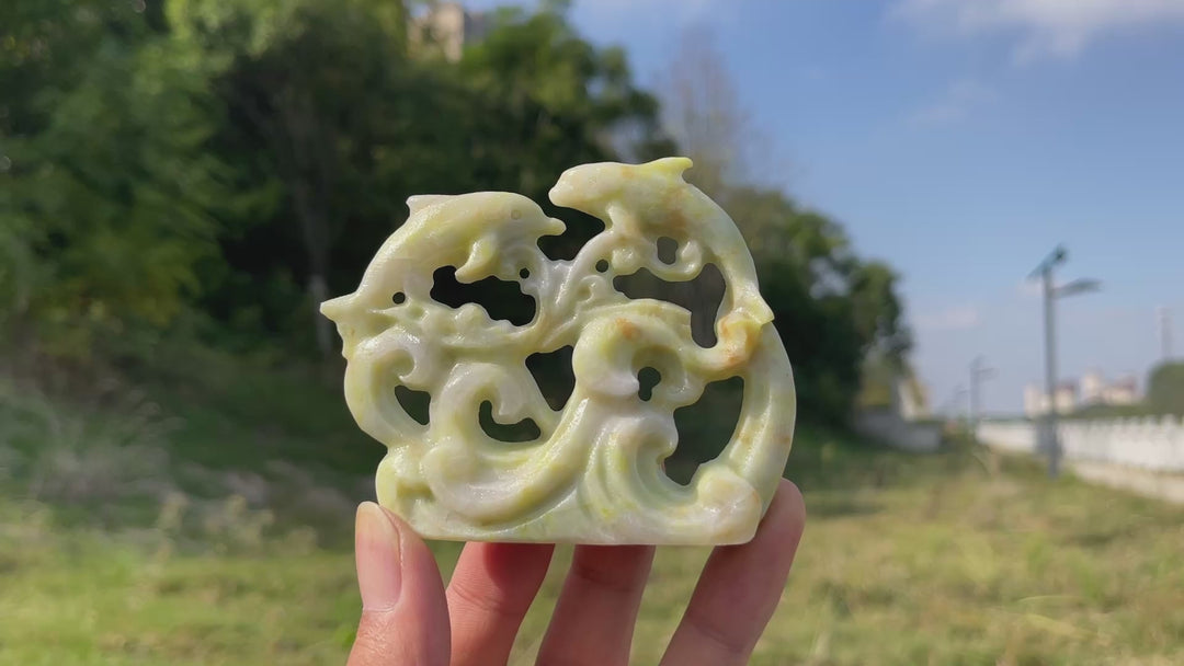 Natural Crystal Carving Hollow Out Dolphin