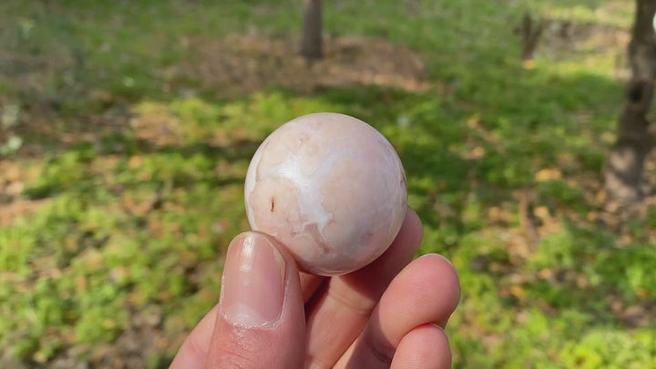 Natural Pink Flower Agate Sphere