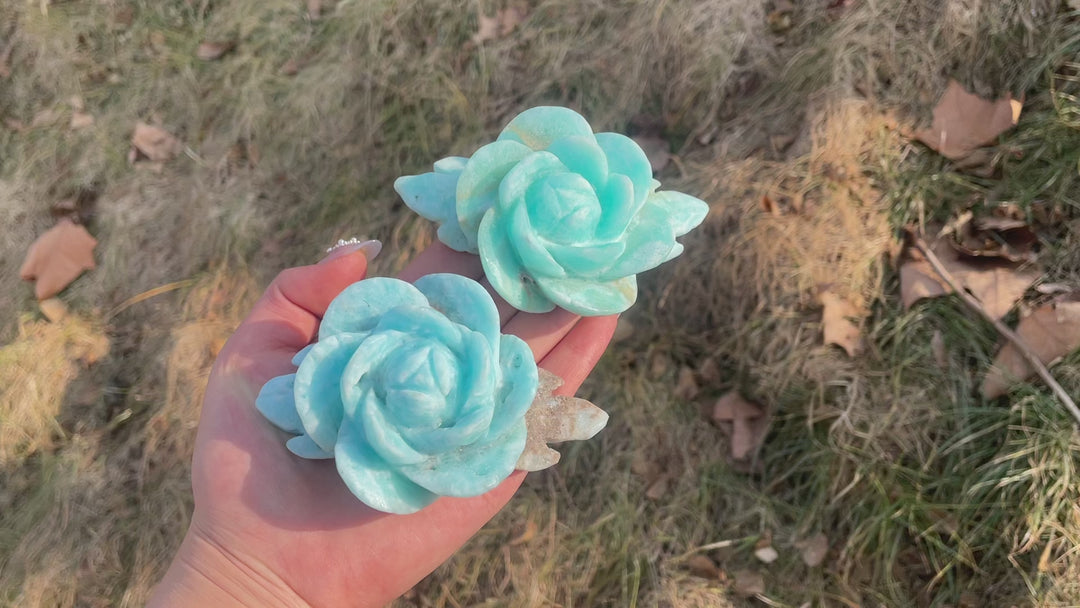 Natural Crystal Carved Hemimorphite Peony