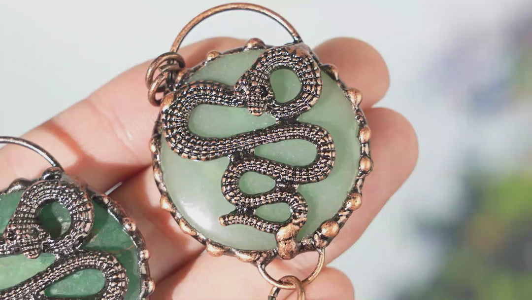 Natural Green Aventurine Snake Pendant