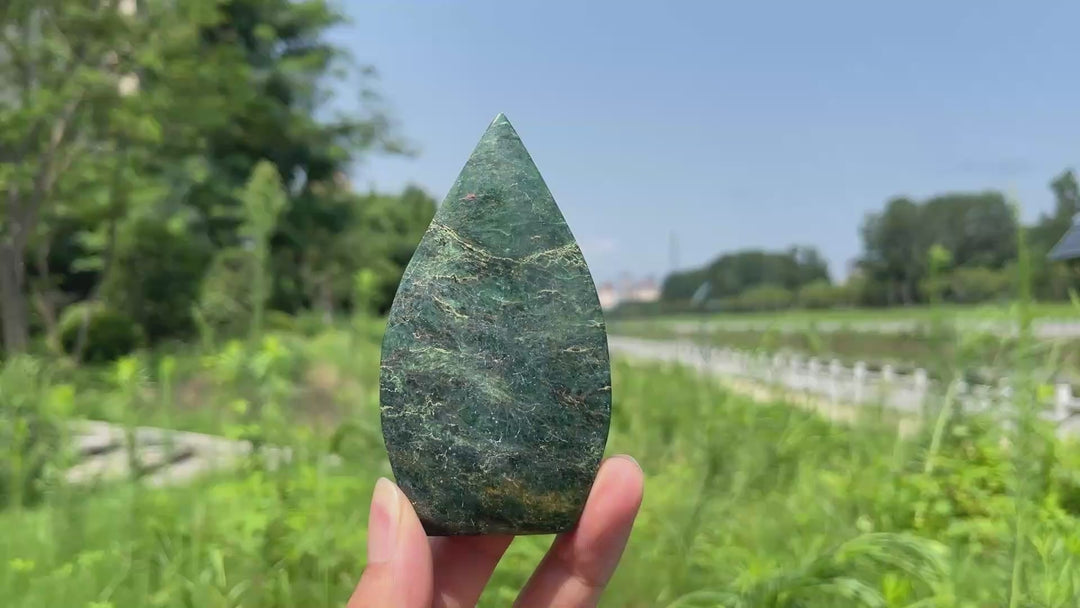 Natural Crystal Fuchsite In Quartz Teardrop