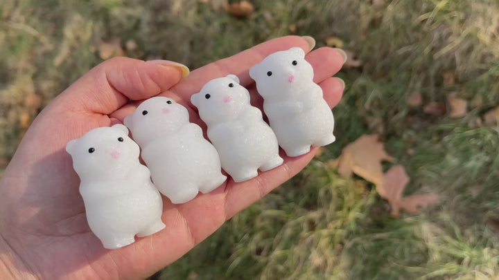 Natural Crystal Carving White Jade Bear